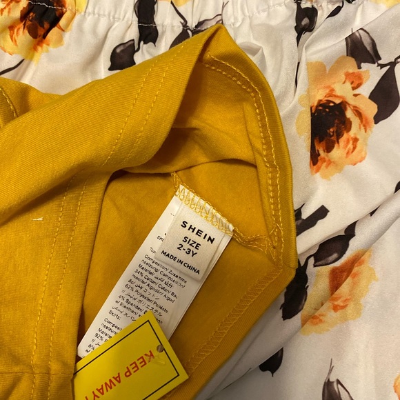 🧨SHEIN Baby Bow One Shoulder Top & Floral Print Skirt NWT (size 2-3) - Picture 7 of 12